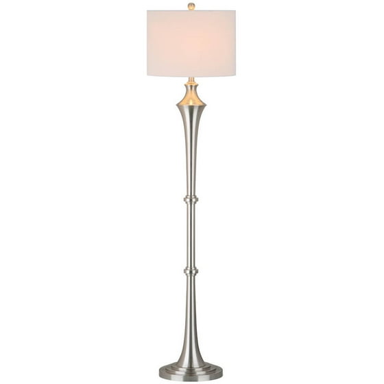 Safavieh Chesterfield Floor Lamp With Cfl Bulb Nickel Off White Shade