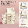 thumbnail image 2 of 360° Rotating Jewelry Box, Top Magnetic Box wth Mirror, 2 Sides Plus 2 Large Drawers, Jewelry Organizer and Storage Case for Ring Necklace Earring Bracelet, Gift Idea, Creamy White, 2 of 8