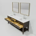 thumbnail image 6 of Norwalk 80 in W Brown Oak Double Vanity, White Quartz Top, Faucet Set, and 36 in Mirrors, 6 of 9