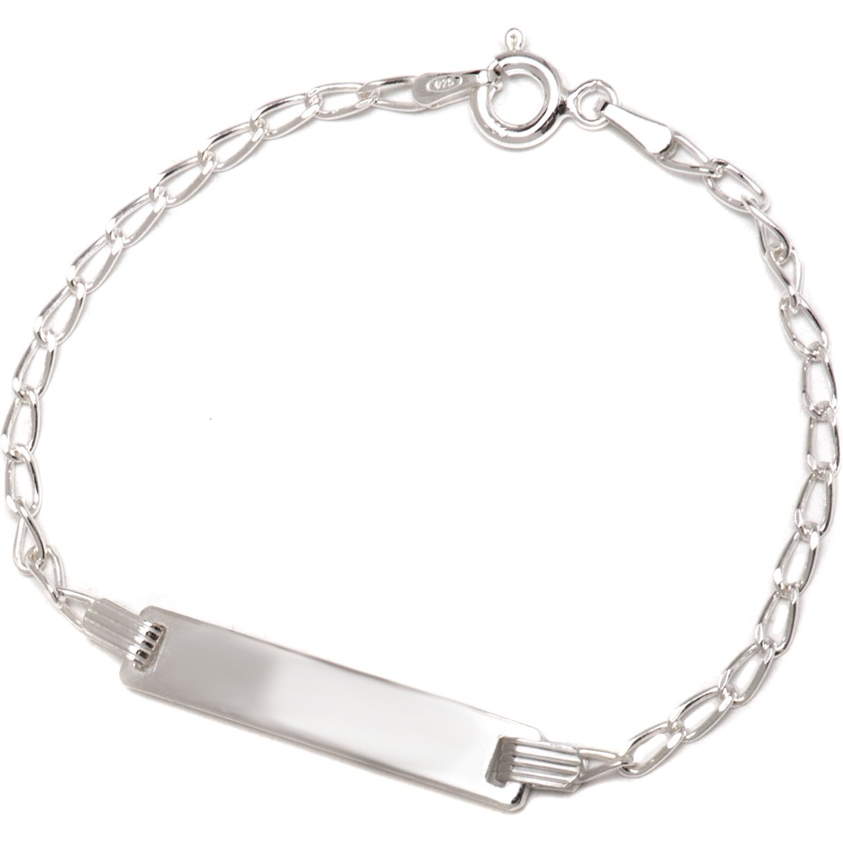 925 Sterling Silver Open Link Chain Kid ID Bracelet