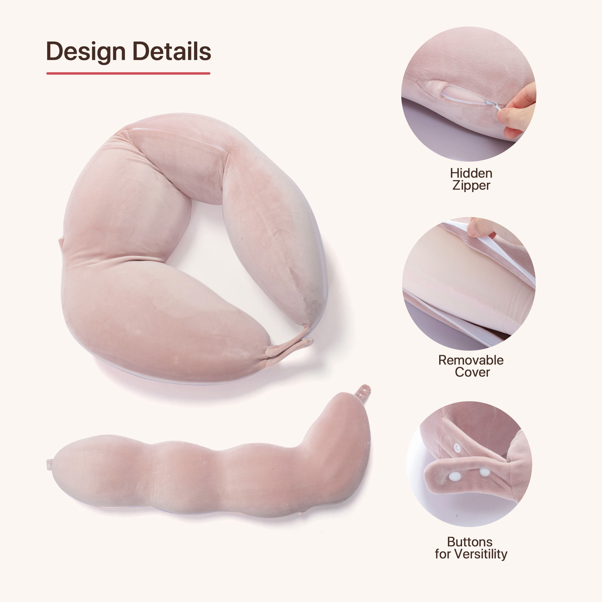 CHARRYARN byTexStead Adult Body Pillow for Side Sleepers - Cuddle Pillow - (43 x 17 in, Pink)