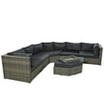thumbnail image 4 of Keva 6 Pc Outdoor Rattan Wicker Half-Moon Sectional Sofa Set - Gray, 4 of 17