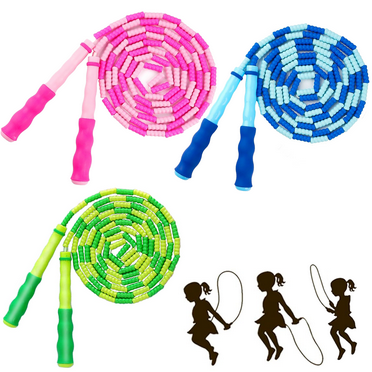 XKDOUS 3 Pack Jump Rope for Kids, Adjustable Skipping Rope, Soft Beaded Jump Ropes, Colorful Kids Jumping Ropes Soft Tangle-Free Jump Rope Bulk for Student, Boys, Girls
