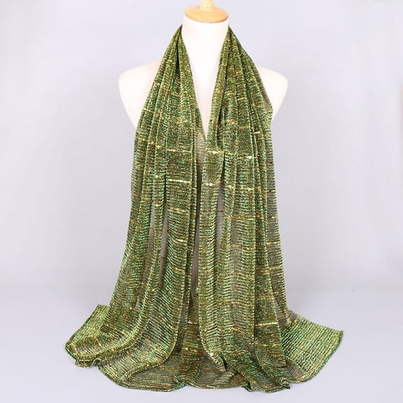 Namzi 180x65cm Sequin Scarf Lightweight Evening Dress Shawl with Sparkling Sequins, Chic Wrap for Parties Special Occasions,Green