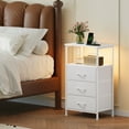 thumbnail image 2 of Eunos 3 Drawer White Nightstand with Charging Station, LED and Open Shelf for Bedroom, Living Room, 2 of 8