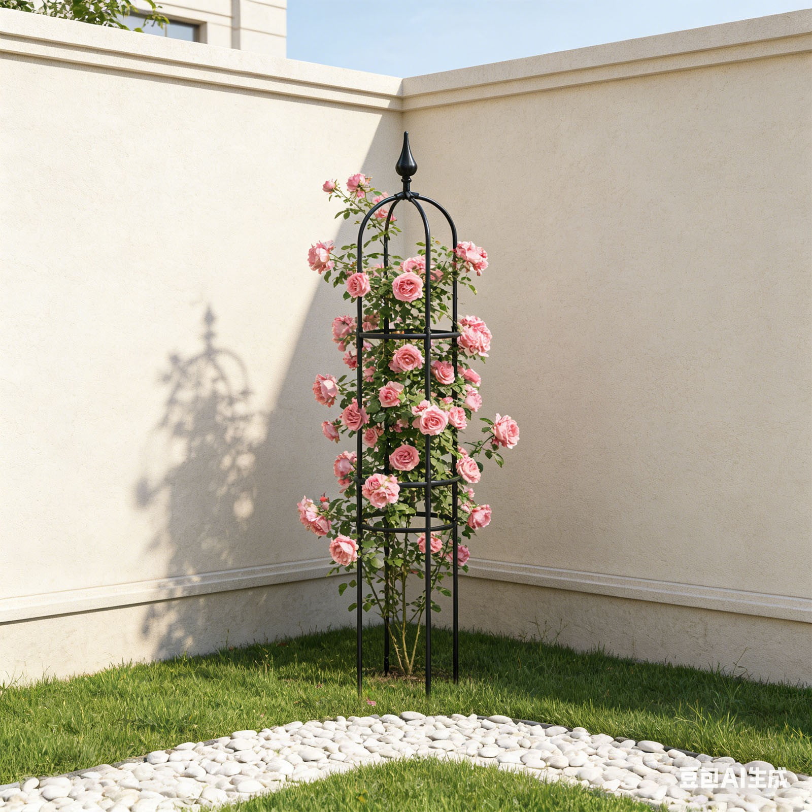 Cadancy Garden Obelisk Trellis Climbing Outdoor Plants Tall Metal Plants Support Cage with Spear Top Vertical Gardening Stand for Rose Ivy Cucumber Vine 45 Inch