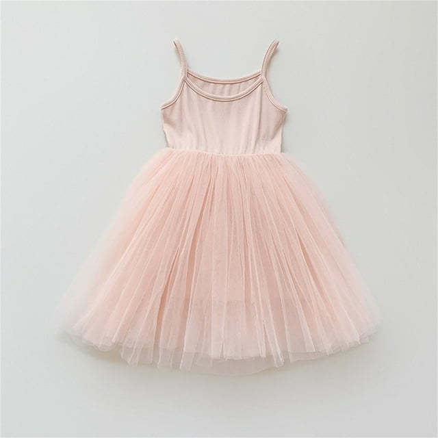 Toddler Girl Solid Color Sleeveless Dress with Adjustable Straps for to 6 Years