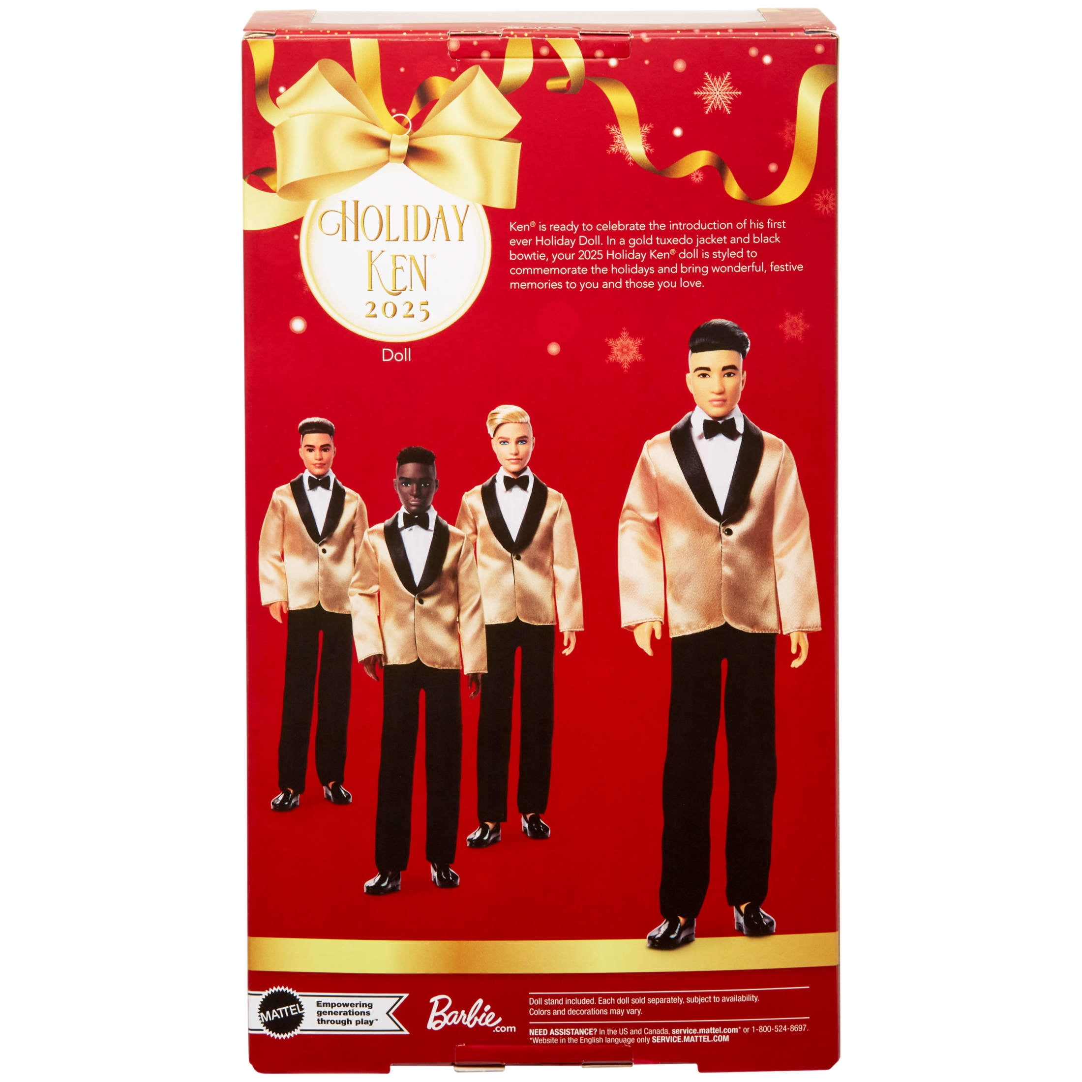 Barbie Signature 2025 Holiday Black Hair Ken Collectible Fashion Doll Wearing Full Suit with Golden Jacket
