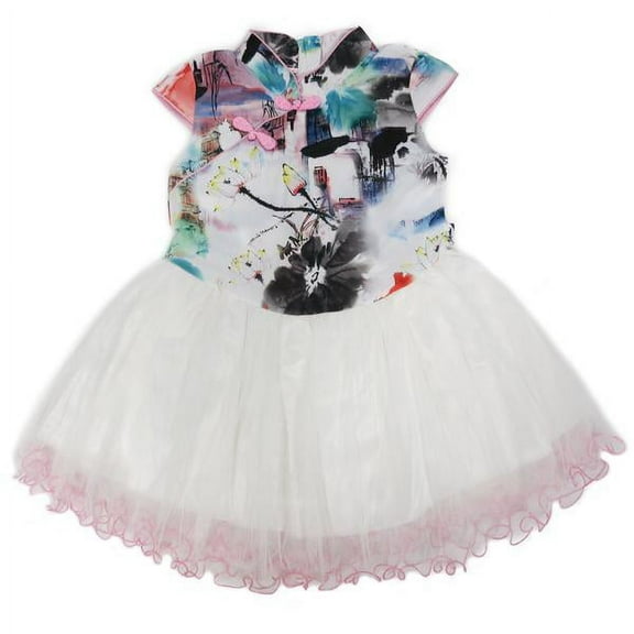 Wenchoice White & Blue City A-Line Dress - Toddler & Girls L(5-6Y)