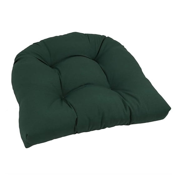 Twill Chair Cushion 19x19 - Forest Green - Rounded Back Tufted Seat Pad - Indoor Home Office Decor - Soft Polyester Comfort