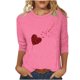 thumbnail image 3 of TaTaai Fashion Women's Round Neck 3/4 Sleeve Top, Heart Printed Loose Blouse, Soft Lightweight Fabric for Daily Home Casual Occasions Gift, 3 of 4