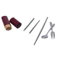 thumbnail image 1 of Cubiertos portátiles, juego de cubiertos, juego de cubiertos pequeños portátiles para campamento, juego de cubiertos de acero inoxidable, materiales ecológicos, 1 of 12