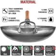 thumbnail image 5 of YOSUKATA 14" Silver Round Bottom Carbon Steel Wok – Traditional  Chinese Hammered Pow Wok for Stir Fry, BBQ & Camping – Compatible with Gas & Open Fire, 5 of 9