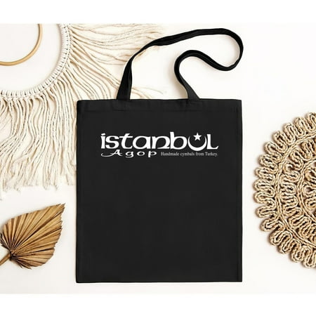 vintage Istanbul Agop Drums Cymbals Men s Black Tote Bag S--TH13575