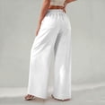 thumbnail image 4 of HKYNLAG Women's Wide Leg Lounge Pants Lightweight Drawstring High Waisted Casual Loose Trousers with Pockets White S, 4 of 5