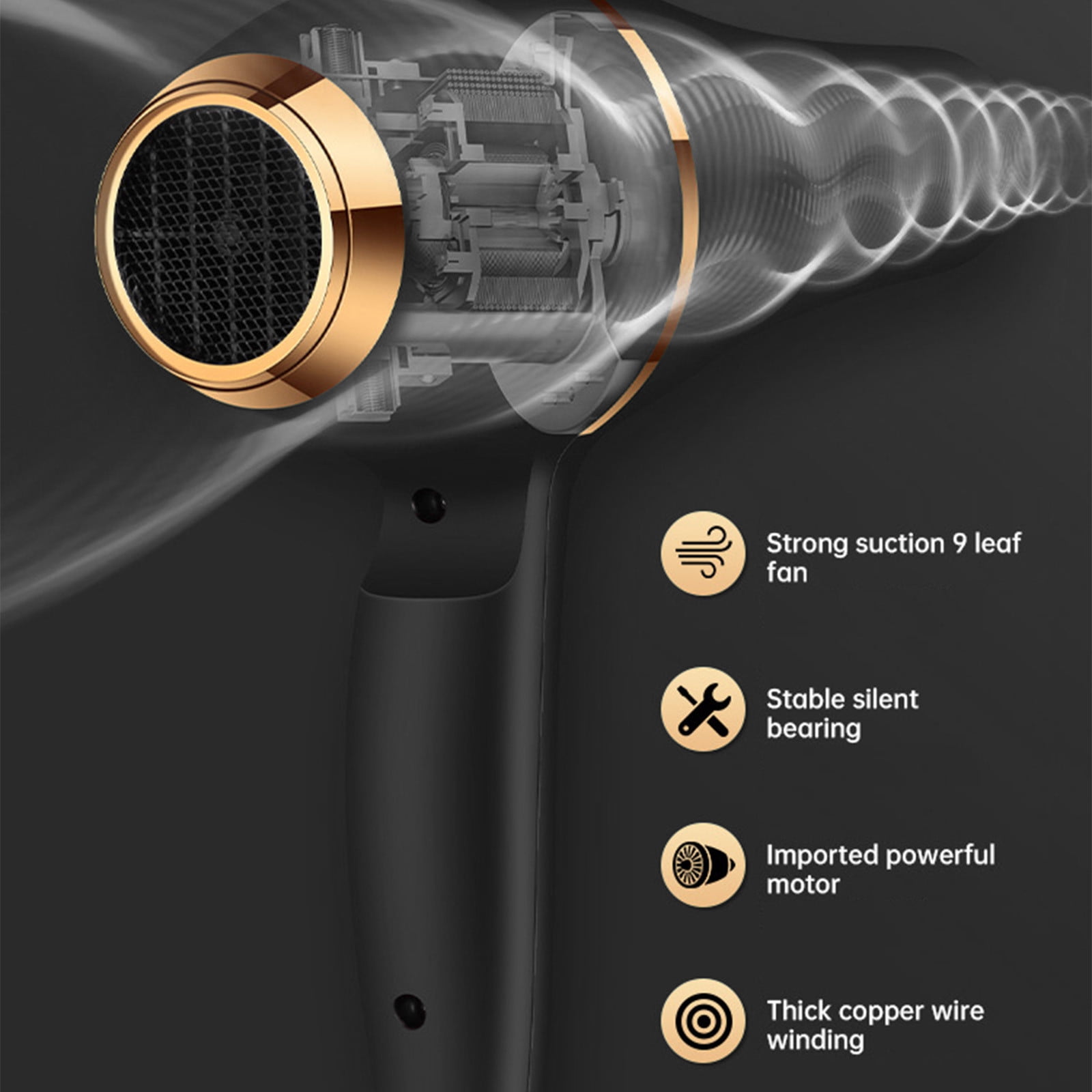 Portable High-Power Hair Dryer with Diffuser & Comb – Low Radiation, Fast Drying, 3-Speed Heat Control, Overheat Protection, Ideal for Travel, Curly or Straight Styling