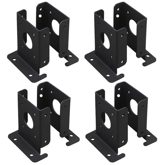VANROUG8PCS 4" x 4" Black Powder Coated Adjustable Fence Post Anchor Base Brackets Floor Flange Black