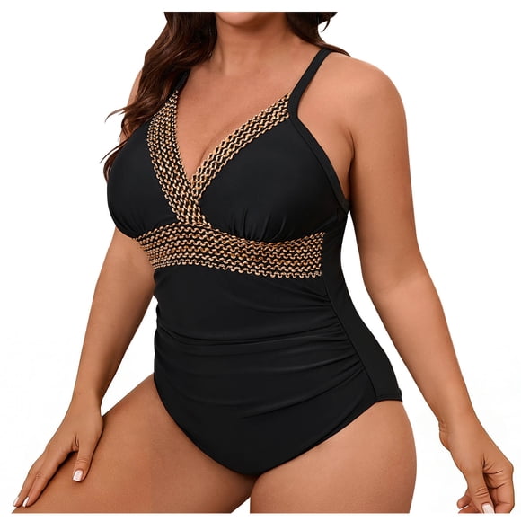 Women's One Piece Swimsuit Tummy Control, Retro High Neck Backless Bathing Suit with Removable Pads, Curve Hugging Full Coverage Monokini for Swimming Pool Beach Vacation