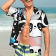 thumbnail image 7 of Disketp Hawaiian Shirts For Men,Panda Cute Pink Hearts Print Mens Casual Short Sleeve Button Down Shirts Beach Shirt, 7 of 7