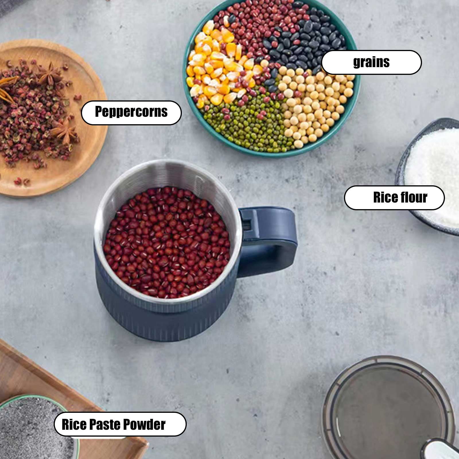 Household Small Powder Grinding Machine, Electric Coffee Grinders Spice Grinder Herb Grinder with Stainless Steel Blade, One-Button Operation Multifunctional Grinding Machine for Beans Nuts Coffee
