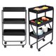 thumbnail image 1 of Carro de servicio, carrito de almacenamiento plegable de 3 niveles, color negro, para cocina, con características de vanguardia, 1 of 12