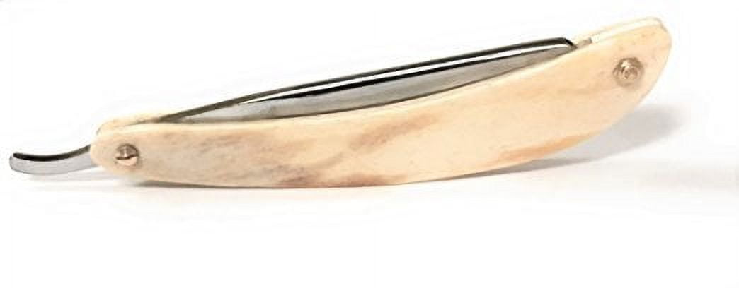 G.B.S Carbon Steel Cut Edge Throat Straight Blade Horn Ivory Razor 5/8" Half Hollow Effortless Glide No Crack or Chip Classic Vintage Style Pre Sharpened Grooming Pain-Free Durable, Handy