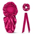 thumbnail image 2 of Conjunto de 3 piezas Bearachild gorro de dormir de satén Rosa rojo, 2 of 6