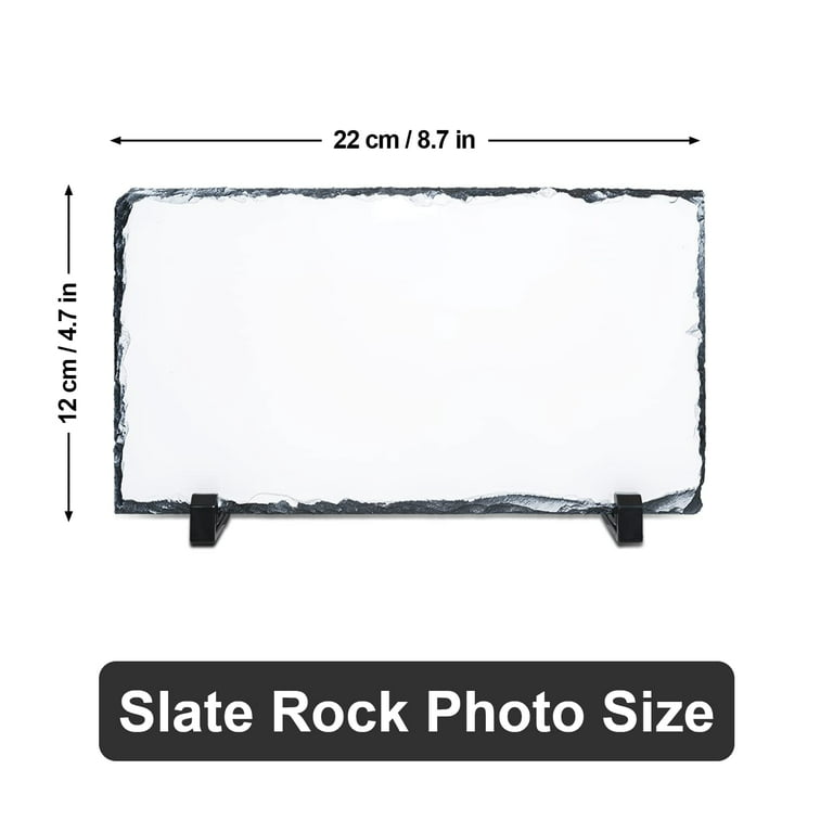 MR.R Sublimation Blanks Rectangle Rock Slate Photo Plaque Picture Frame,  Customized Photo Frame Novelty for Wedding,Birthday,Baby Birth 4.7x8.6 inch  12x22cm 