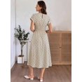 thumbnail image 2 of Womens Multicolor Polka Dot Ruched Waist Short Sleeve A-Line Vacation Dress, 2 of 9