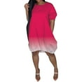 thumbnail image 2 of Robes Décontractées Grande Taille pour Femmes Manches Courtes Mi-Longues Dégradé Été, 2 of 6