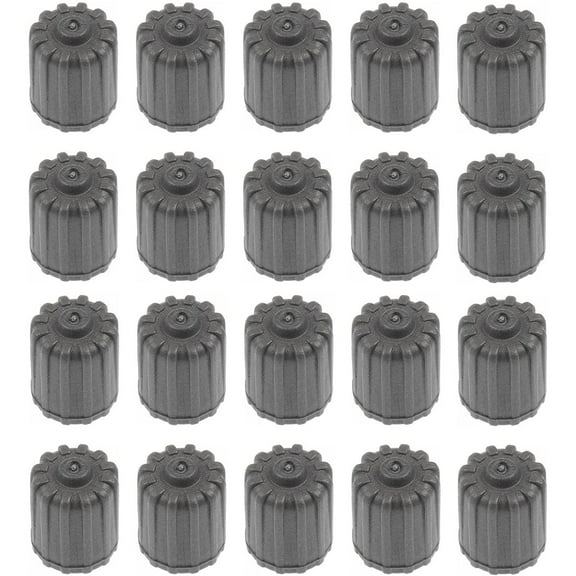 Gray TPMS Plastic Tire Valve Stem Caps with Rubber Seal Universal Air Dust Stem Covers for TPMS Aluminum Valves, Original, Leak-Proof, Light-Weight (20 Pack)