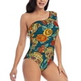 thumbnail image 3 of Honeii Skull And Flowers for women's one-piece swimsuit featuring a chic one-shoulder design experience elegance and style in the water-X-Large, 3 of 6