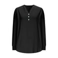 thumbnail image 4 of CHUMUD Womens Shirts Casual Henley Tops for Women Fall Button Down Blouses V Neck Long Sleeve Comfy Solid Loose Fit Tops, XL-5XL, 4 of 6