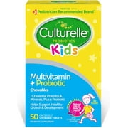 Culturelle Kids Complete Chewable Multivitamin + Probiotic For Kids, Ages 3+, 50 Count, Digestive Health, Oral Health & Immune Support - With 11 Vitamins & Minerals, including Vitamin C, D3 & Zinc