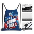 thumbnail image 4 of Happy Labor Day Drawstring Backpack Sackpack String Bag Cinch Waterproof Bags for Gym Sports Yoga Travel Beach Swimming shopping, 4 of 7