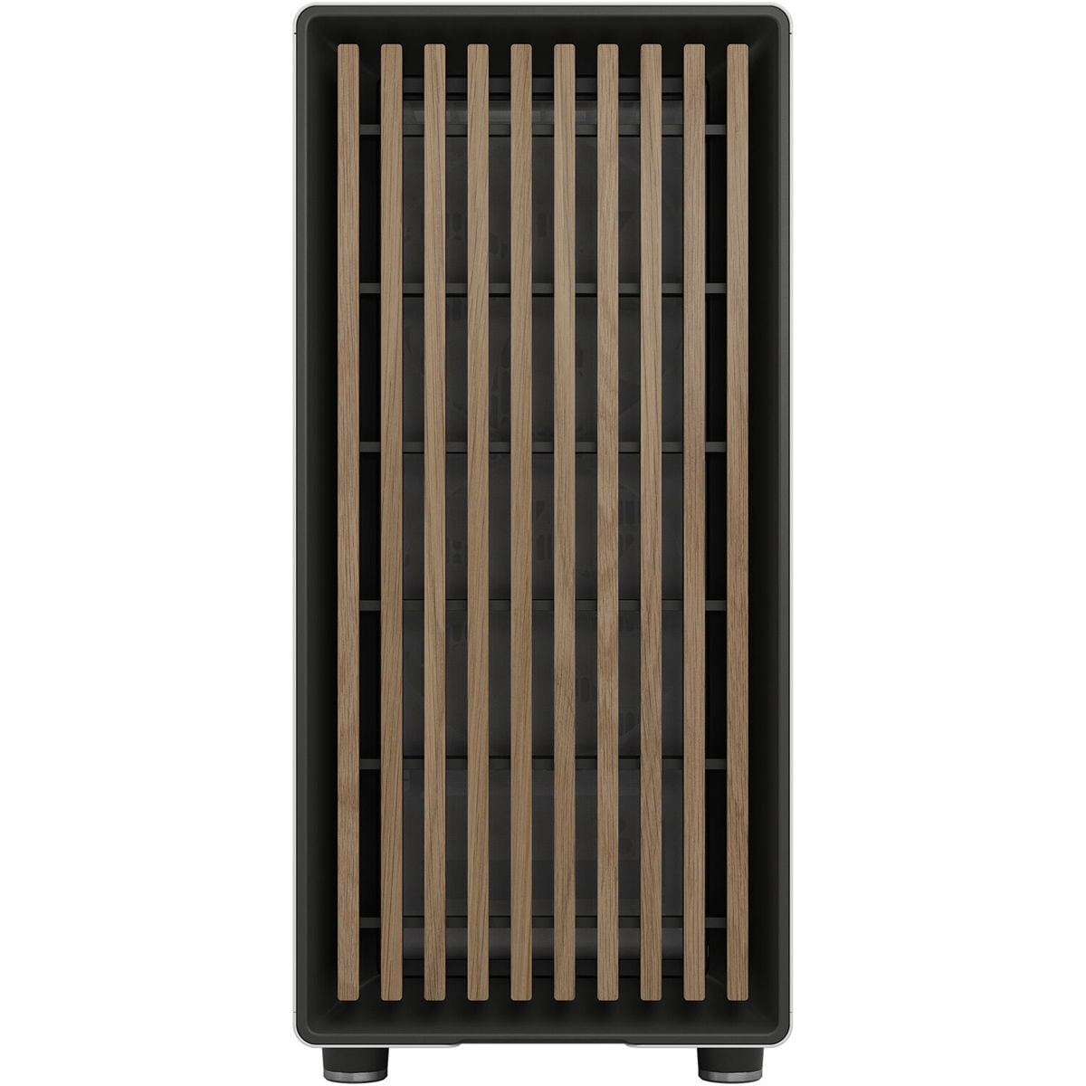 Fractal Design North Chalk White Chassis with Oak Front and Clear Tempered Glass Side Panel ATX Mid Tower Computer Case