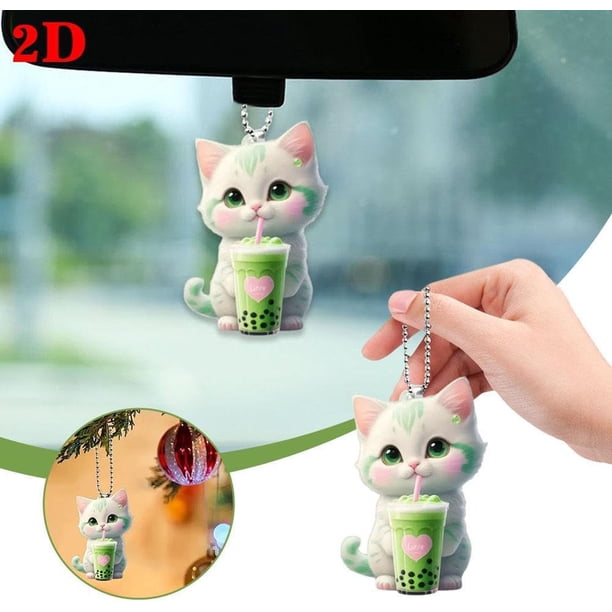 Fiudx Llavero de Gatos Adorables, Impresión Acrílica a Doble Cara, Diseño Colgante Duradero, Temática Navideña, Adorno Colgante Multiusos, Regalo Ideal para Enamorados, Fácil de Colgar, 1 Pieza