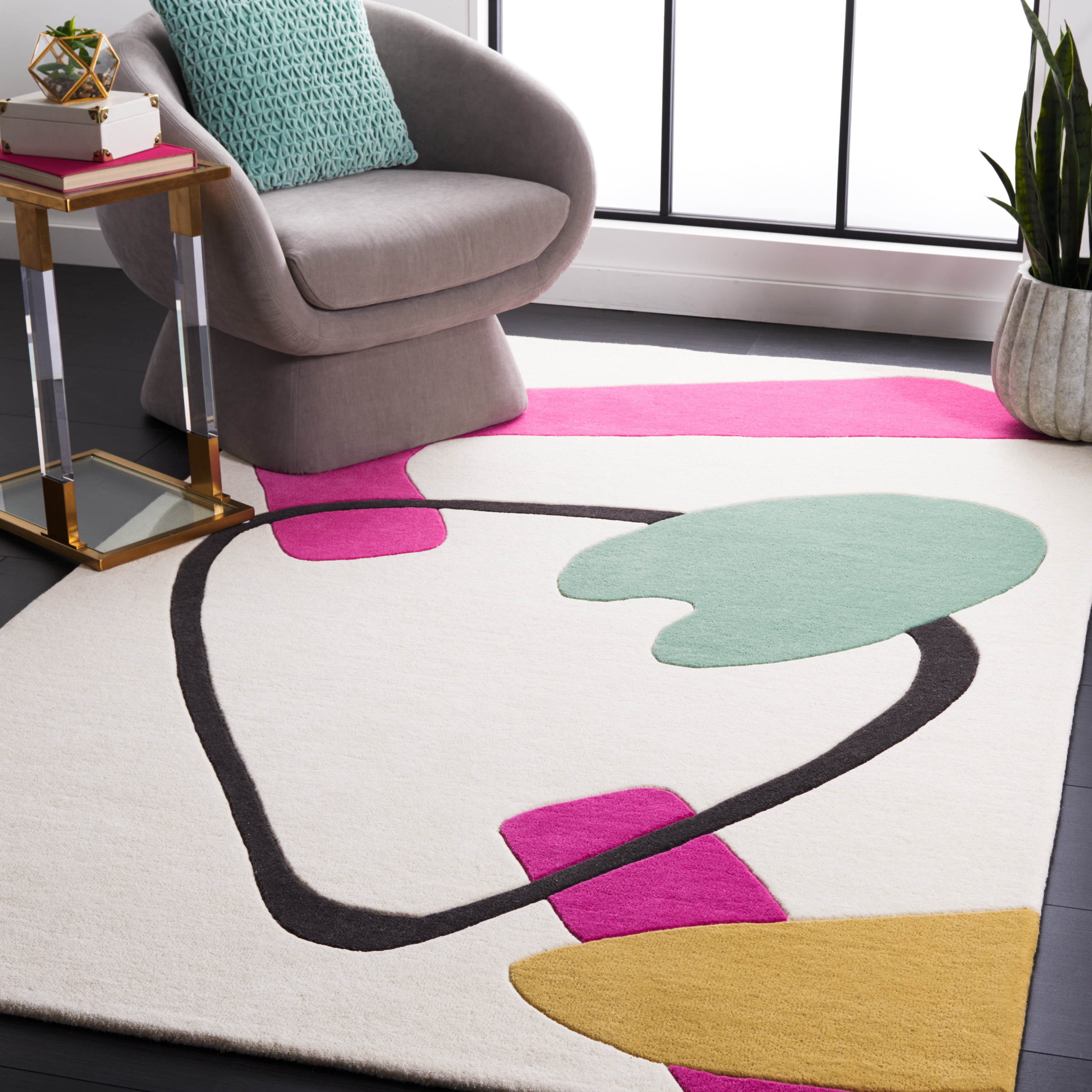 SAFAVIEH Fifth Avenue Deion Abstract Area Rug, Ivory/Pink, 8' x 10'