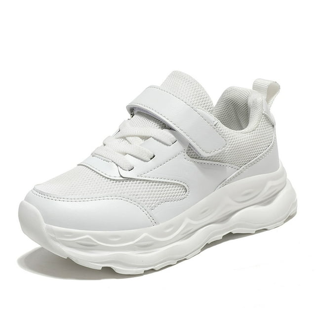 MIASHUI Chaussures pour Enfants Espadrilles en Maille à Lacets à Agencement de Couleurs Décontractées et Confortables pour la Course, Blanc, 4,5-5 Ans
