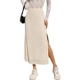 thumbnail image 2 of Tqcoqu Long Skirts for Women High Waisted Mesh Slit Split Skirt Casual Trendy Summer Maxi Skirts,Beige,Women's S-XL, 2 of 9