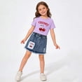thumbnail image 5 of ITSAME Girls Outfit Sets, Crewneck Printed T-Shirts and Denim Skirts Summer Casual Clothes 2-Piece Purple Size 4-5, 5 of 6