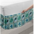 thumbnail image 2 of Starfish Bed Skirt, Marine Patchwork Style Inspired Pattern with Ropes Starfishes and Seashells Print, Elastic Bedskirt Dust Ruffle Wrap Around for Bedding Decor, 4 Sizes, Multicolor, by Ambesonne, 2 of 2