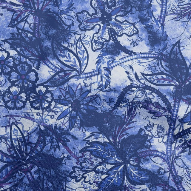 oneOone Rayon Royal Blue Fabric Abstract Floral Craft Projects Decor Fabric Printed By The Yard 56 Inch Wide