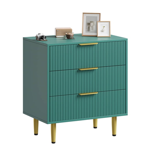 Moderno fluted cajón wood chest of cajones almacenamiento organizer con metal handles y legs