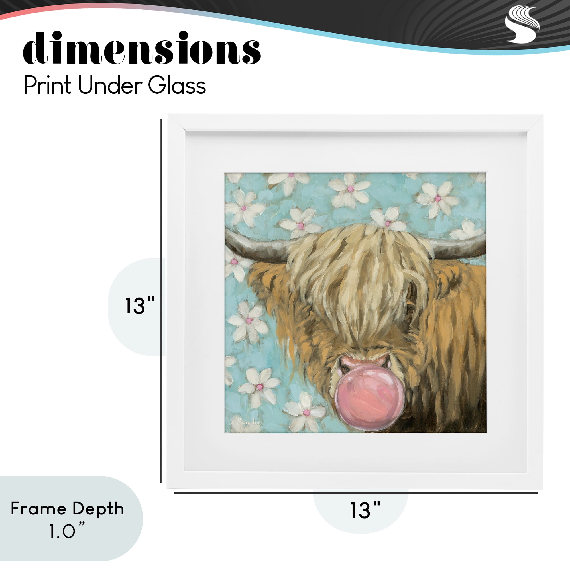 Stupell Industries Bubblegum Sweetie Cattle White Framed Print Under Glass, design by Sara G. Designs