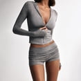 thumbnail image 4 of Women's 2 Piece Workout Set Zip Up Hooded Crop Jacket High Waist Shorts Activewear Outfit, 4 of 8