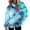 Cyan, variant on Women's Tie Dye Print Hooded Sweatshirt, Fashion Daily Casual Long Sleeve Pullover Top, Loose Fit Comfortable Fall Streetwear,Cyan XL