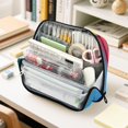 thumbnail image 6 of Standing Pencil Case with Base Large Capacity Stationery Pouch Pen Bag with Zipper for Women Men Colorful Row Boats, 6 of 7