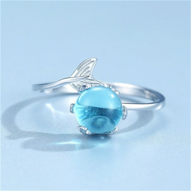 Fiudx Sirena Anal En Aleación de Cobre En Diseño Dulce, Anillo En Moda Ajustable, Regal En Aniversario de Bodas, Estilo En Damas y Niñas, Material Suave y Hermoso, Ideal para Usar En Las Cuatro Estac