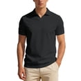 thumbnail image 2 of BUWTTED Men's Solid Color Short Sleeve Shirts Summer Golf Sport Polo Shirts Casual Beach Vacation Relaxed Tops Black L, 2 of 8